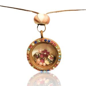 GARDEN LOVER boutique charm chocolate circle locket pendant necklace +FREEBIES!